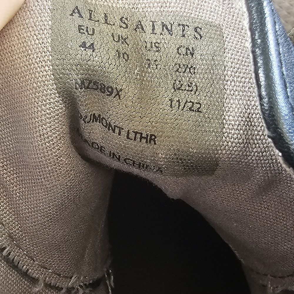 AllSaints Dumont Black Leather High-Top Sneakers EU 44 US 11 Preowned - Picture 8 of 11